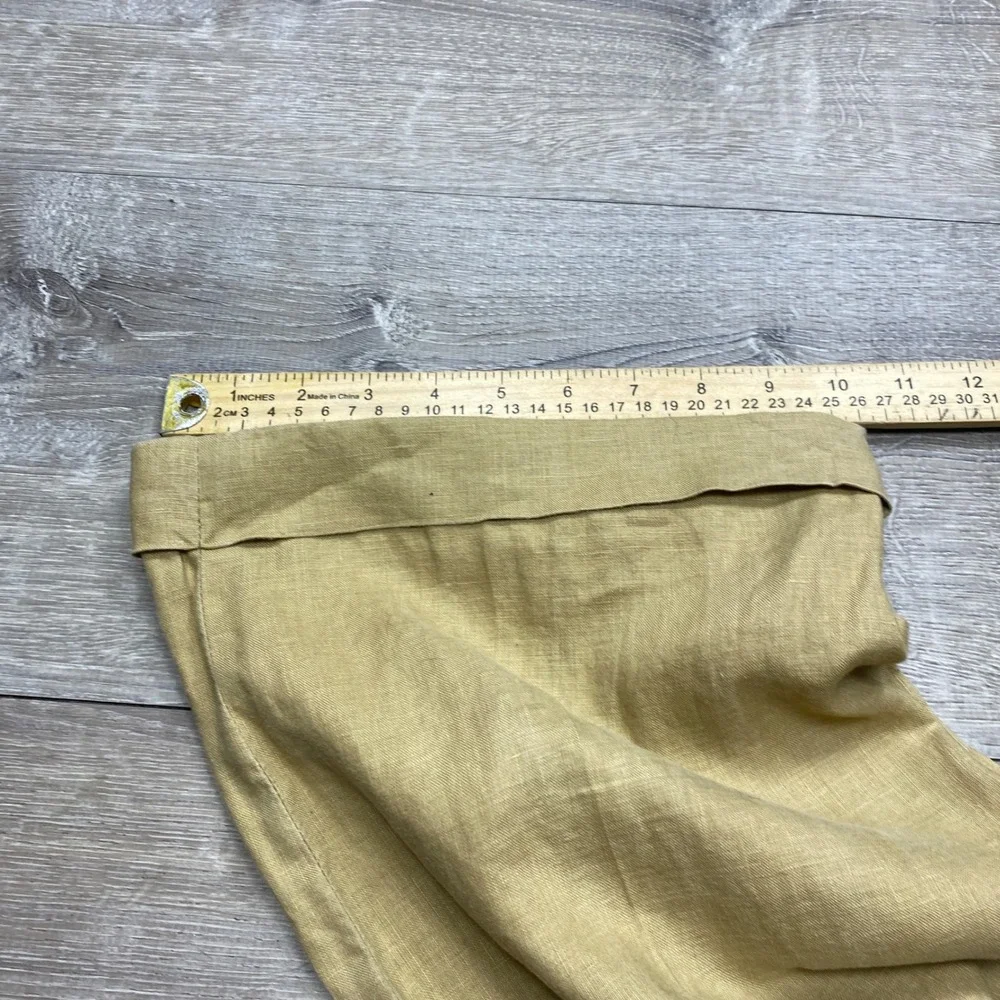 Inserch Linen Pleated Trousers Mens 38 Tan Wide Leg Cuffed Summer Dress Pants